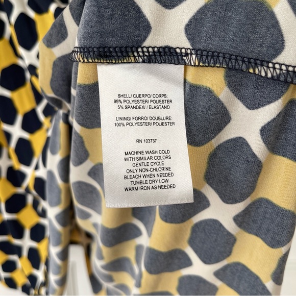 Donna Morgan Whitt Jersey Dress Honeycomb Navy blue Mustard yellow‎ Sz 0 - Picture 8 of 9